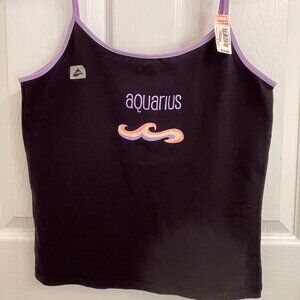 Delicates Aquarius Zodiac Black Tank Top Size M New with Tags